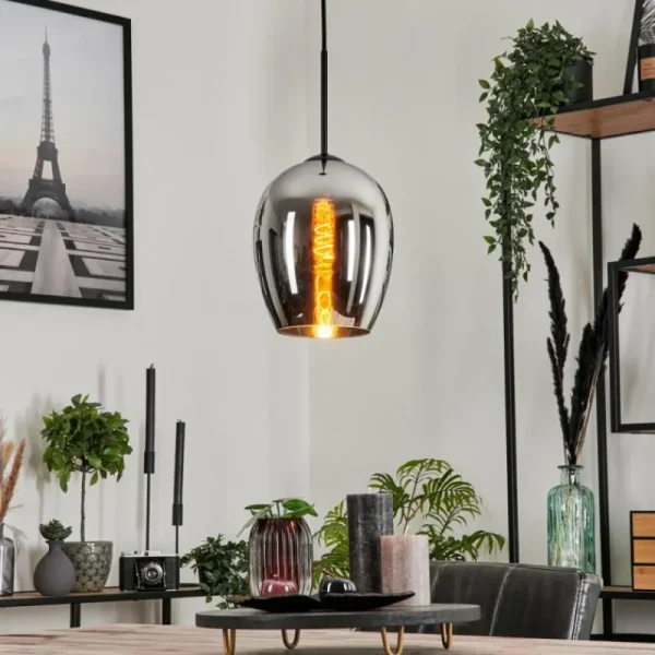 hofstein Suspension Verre 20 cm Vevino Chrome, Fumé, 1 lumière* Lampes Modernes