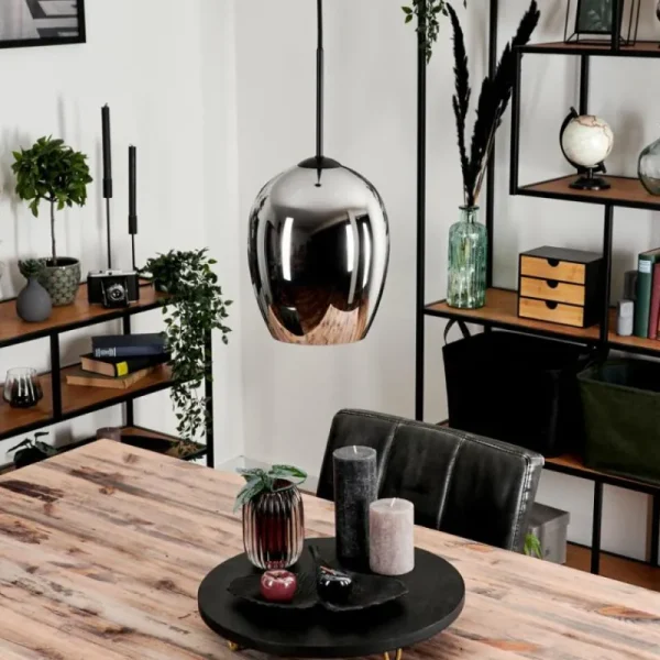 hofstein Suspension Verre 20 cm Vevino Chrome, Fumé, 1 lumière* Lampes Modernes