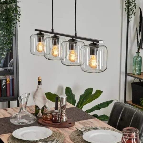 hofstein Suspension Verre 15cm Lauden Clair, 4 lumières* Lampes En Verre