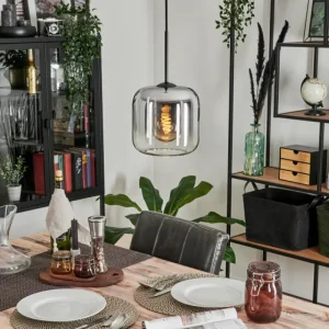 hofstein Suspension Verre 20cm Lauden Clair, Fumé, 1 lumière* Lampes Modernes