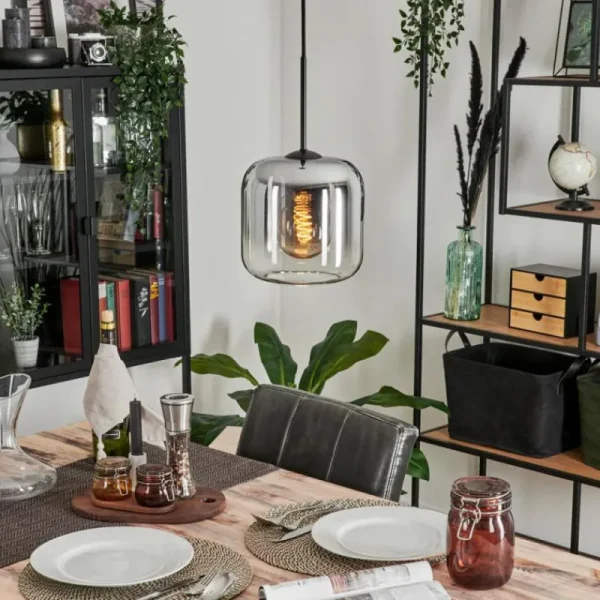 hofstein Suspension Verre 20cm Lauden Clair, Fumé, 1 lumière* Lampes Modernes