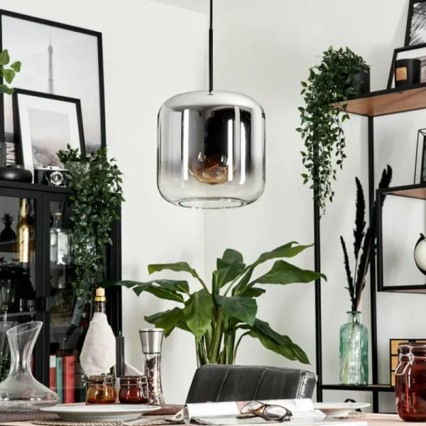 hofstein Suspension Verre 25cm Lauden Chrome, Clair, Fumé, 1 lumière* Lampes Modernes