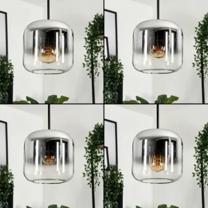 hofstein Suspension Verre 20cm Lauden Chrome, Clair, Fumé, 1 lumière* Lampes Modernes