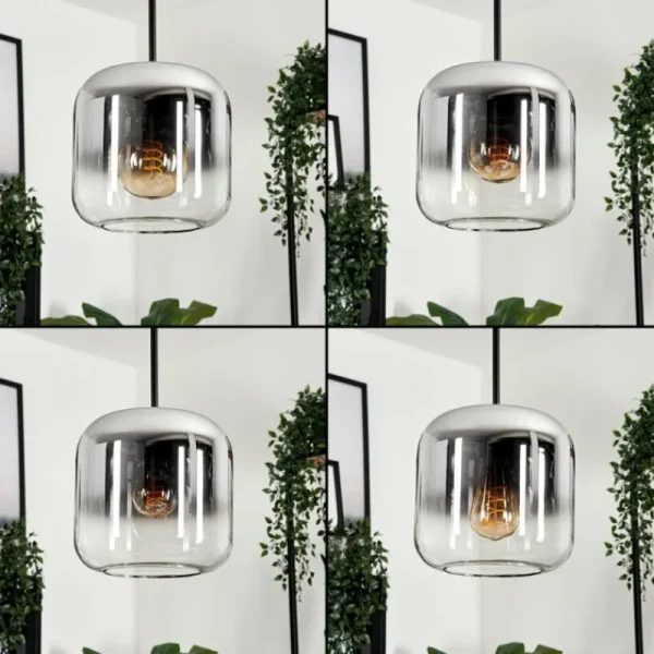 hofstein Suspension Verre 20cm Lauden Chrome, Clair, Fumé, 1 lumière* Lampes Modernes