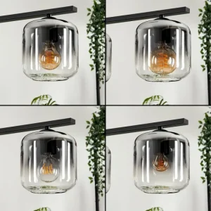 hofstein Suspension Verre 15cm Lauden Clair, Fumé, 4 lumières* Lampes Modernes