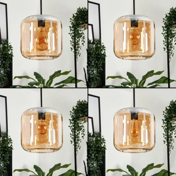 hofstein Suspension Verre 25cm Lauden Ambre, 1 lumière* Lampes En Verre