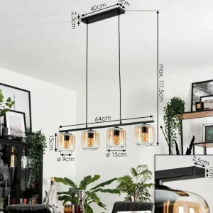 hofstein Suspension Verre 15cm Lauden Clair, 4 lumières* Lampes En Verre