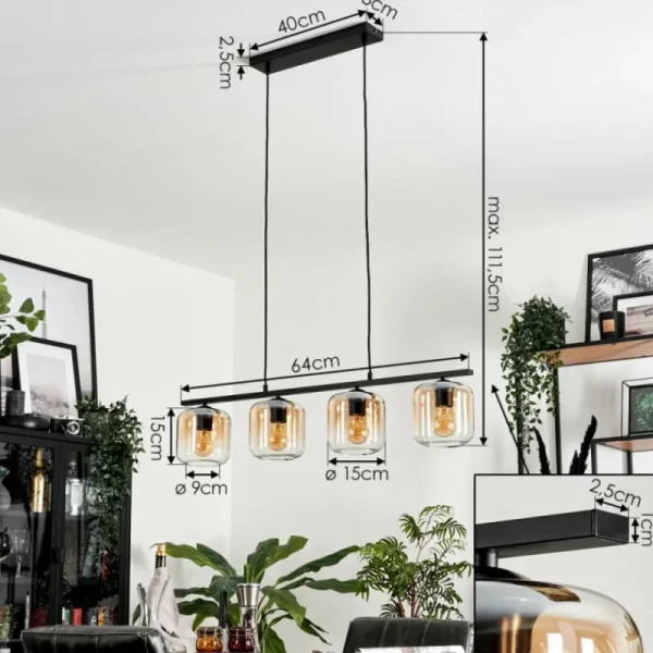 hofstein Suspension Verre 15cm Lauden Clair, 4 lumières* Lampes En Verre