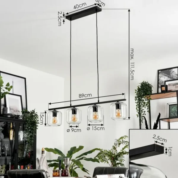 hofstein Suspension Verre 15cm Lauden Clair, 4 lumières* Lampes En Verre