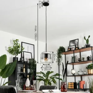 hofstein Suspension Verre 20cm Lauden Chrome, Clair, Fumé, 1 lumière* Lampes Modernes