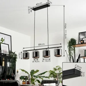 hofstein Suspension Verre 15cm Lauden Fumé, 4 lumières* Lampes Modernes