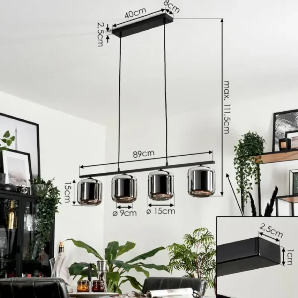 hofstein Suspension Verre 15cm Lauden Fumé, 4 lumières* Lampes Modernes