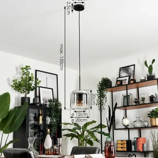 hofstein Suspension Verre 20cm Lauden Clair, Fumé, 1 lumière* Lampes Modernes