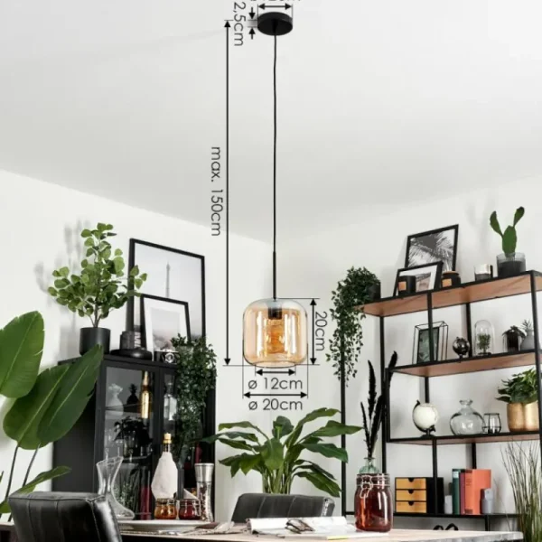 hofstein Suspension Verre 20cm Lauden Ambre, 1 lumière* Lampes En Verre