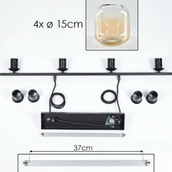 hofstein Suspension Verre 15cm Lauden Clair, 4 lumières* Lampes En Verre