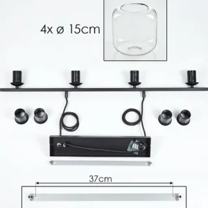 hofstein Suspension Verre 15cm Lauden Clair, 4 lumières* Lampes En Verre