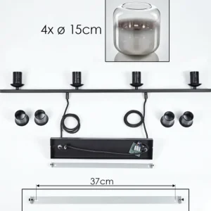 hofstein Suspension Verre 15cm Lauden Clair, Fumé, 4 lumières* Lampes Modernes