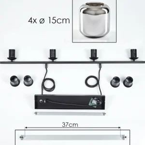 hofstein Suspension Verre 15cm Lauden Fumé, 4 lumières* Lampes Modernes
