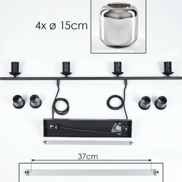 hofstein Suspension Verre 15cm Lauden Fumé, 4 lumières* Lampes Modernes