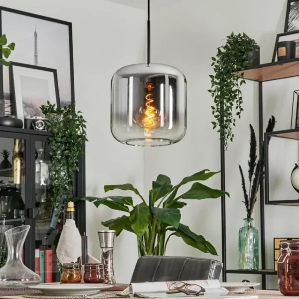 hofstein Suspension Verre 25cm Lauden Chrome, Clair, Fumé, 1 lumière* Lampes Modernes