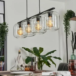 hofstein Suspension Verre 20cm Lauden Clair, 4 lumières* Lampes En Verre