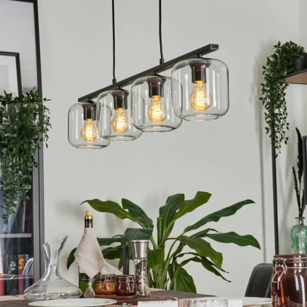 hofstein Suspension Verre 15cm Lauden Clair, 4 lumières* Lampes En Verre