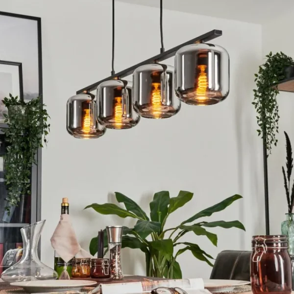 hofstein Suspension Verre 15cm Lauden Fumé, 4 lumières* Lampes Modernes