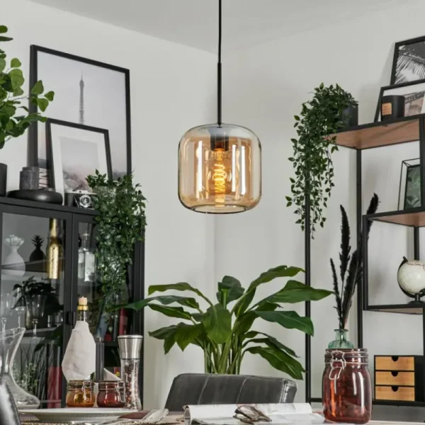 hofstein Suspension Verre 20cm Lauden Ambre, 1 lumière* Lampes En Verre