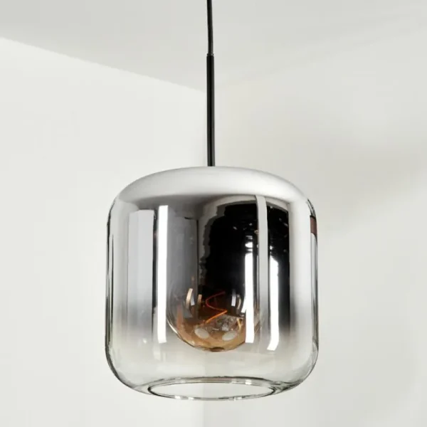 hofstein Suspension Verre 25cm Lauden Chrome, Clair, Fumé, 1 lumière* Lampes Modernes