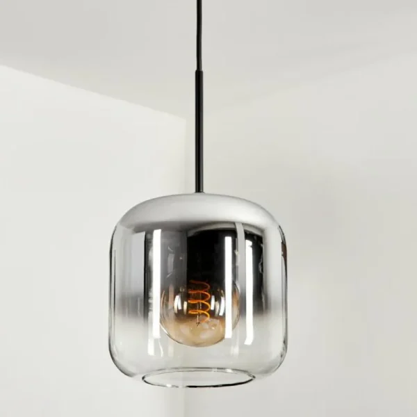 hofstein Suspension Verre 20cm Lauden Chrome, Clair, Fumé, 1 lumière* Lampes Modernes