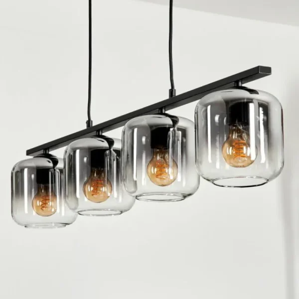 hofstein Suspension Verre 15cm Lauden Clair, Fumé, 4 lumières* Lampes Modernes