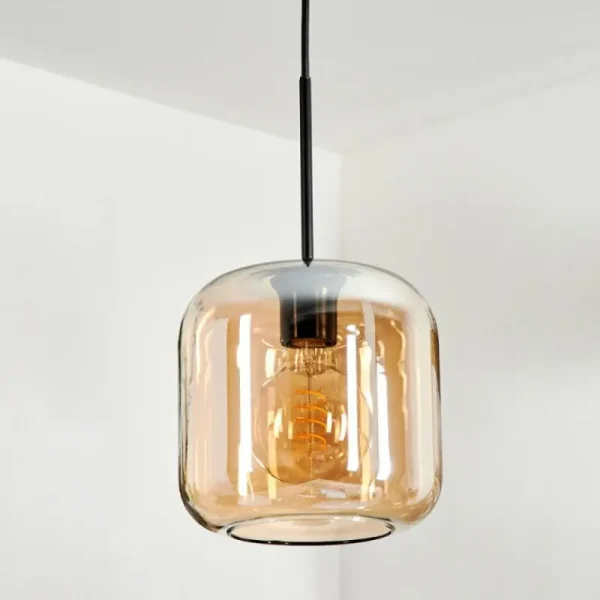 hofstein Suspension Verre 20cm Lauden Ambre, 1 lumière* Lampes En Verre