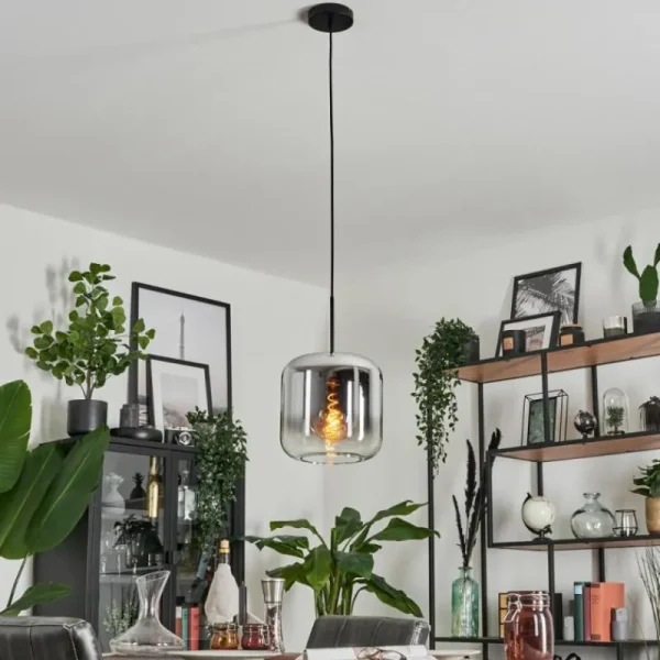 hofstein Suspension Verre 25cm Lauden Chrome, Clair, Fumé, 1 lumière* Lampes Modernes