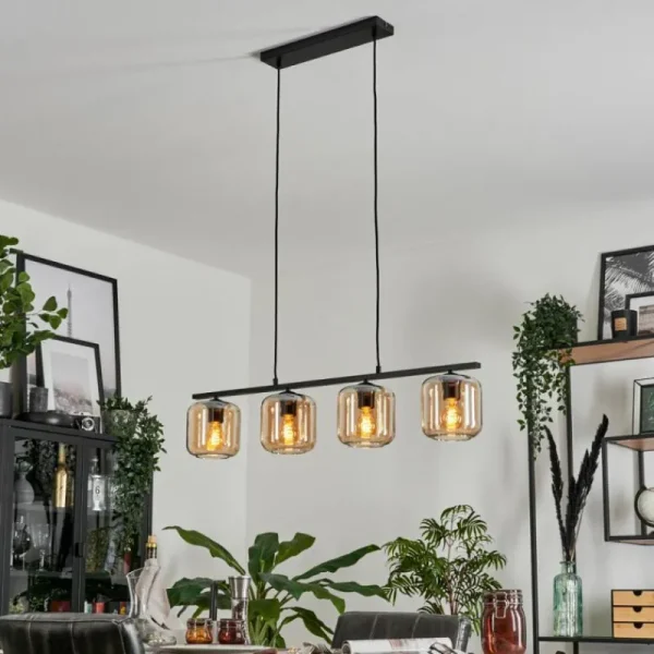 hofstein Suspension Verre 15cm Lauden Ambre, 4 lumières* Lampes En Verre
