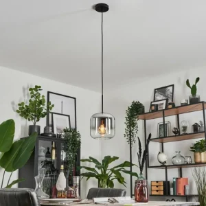 hofstein Suspension Verre 20cm Lauden Chrome, Clair, Fumé, 1 lumière* Lampes Modernes