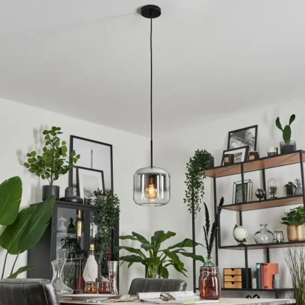 hofstein Suspension Verre 20cm Lauden Chrome, Clair, Fumé, 1 lumière* Lampes Modernes