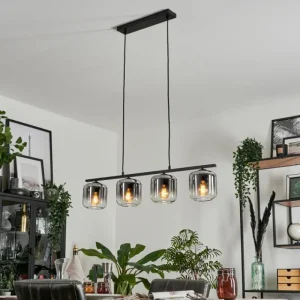 hofstein Suspension Verre 15cm Lauden Clair, Fumé, 4 lumières* Lampes Modernes