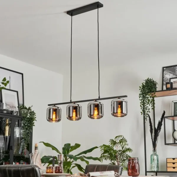 hofstein Suspension Verre 15cm Lauden Fumé, 4 lumières* Lampes Modernes
