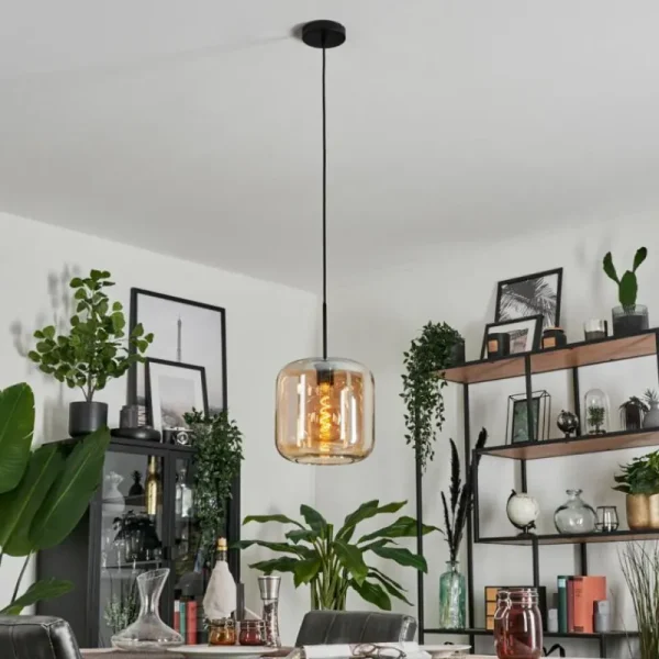hofstein Suspension Verre 25cm Lauden Ambre, 1 lumière* Lampes En Verre