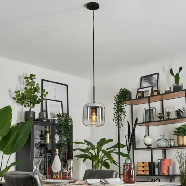 hofstein Suspension Verre 20cm Lauden Clair, Fumé, 1 lumière* Lampes Modernes