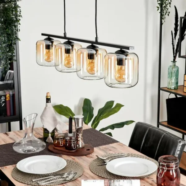 hofstein Suspension Verre 15cm Lauden Clair, 4 lumières* Lampes En Verre