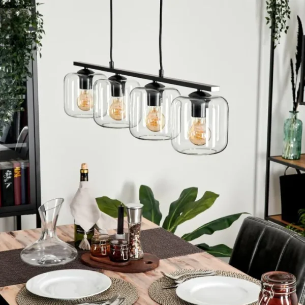 hofstein Suspension Verre 15cm Lauden Clair, 4 lumières* Lampes En Verre