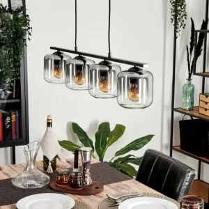 hofstein Suspension Verre 15cm Lauden Clair, Fumé, 4 lumières* Lampes Modernes