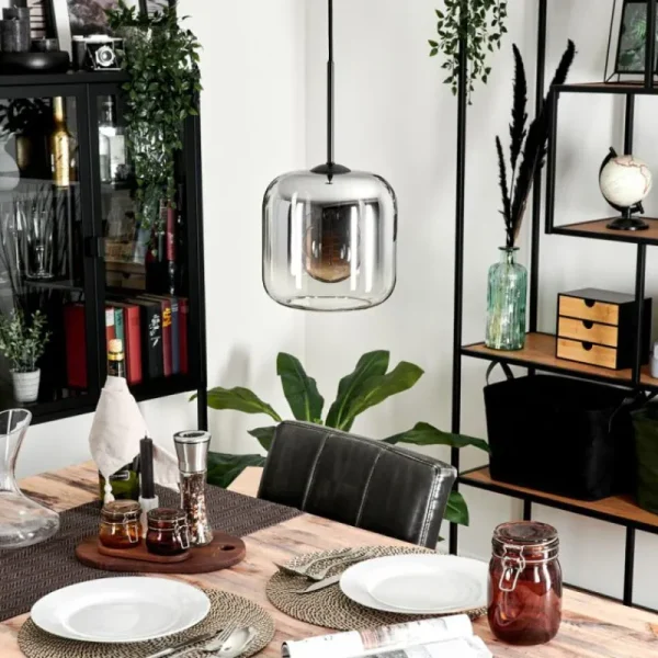 hofstein Suspension Verre 20cm Lauden Clair, Fumé, 1 lumière* Lampes Modernes