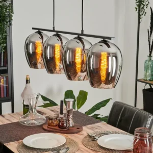 hofstein Suspension Verre 20cm Vevino Chrome, Fumé, 4 lumières* Lampes Modernes