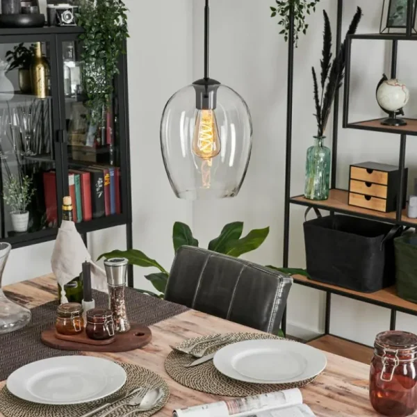 hofstein Suspension Verre 20cm Vevino Clair, 1 lumière* Lampes En Verre