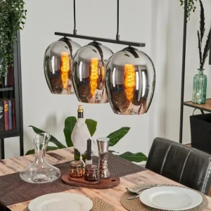 hofstein Suspension Verre 20cm Vevino Chrome, Fumé, 3 lumières* Lampes Modernes