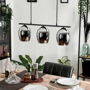 hofstein Suspension Verre 15cm Vevino Chrome, Fumé, 3 lumières* Lampes Modernes