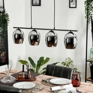 hofstein Suspension Verre 15cm Vevino Chrome, Fumé, 4 lumières* Lampes Modernes