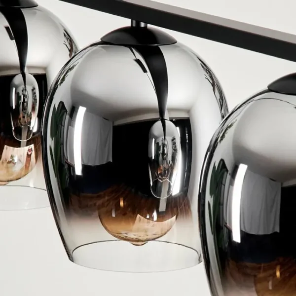 hofstein Suspension Verre 15cm Vevino Chrome, Clair, Fumé, 4 lumières* Lampes Modernes